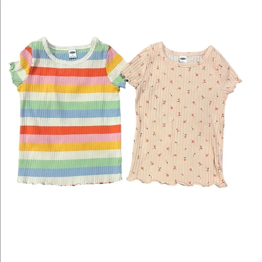 Old Navy Short Sleeve Lettuce-Edged Tee  Girls Tops sz 4